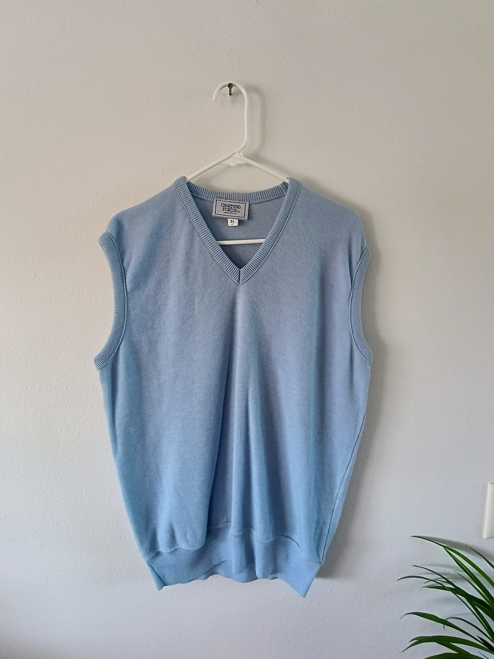 Vintage Charming Force XL 46 Blue Sweater Vest Made USA Grandpa Preppy 80s 90s